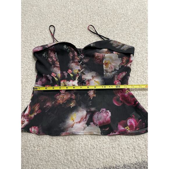 Willow & Clay Womens Small Floral Bustier Corset Style Tank Top Black USA Made - Picture 3 of 9